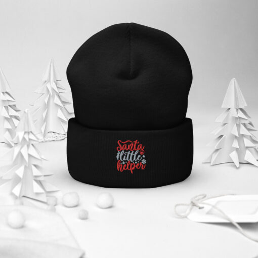 Santa's Little Helper Christmas Cuffed Beanie Hat - Image 2