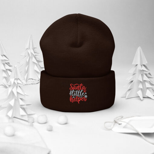 Santa's Little Helper Christmas Cuffed Beanie Hat - Image 4