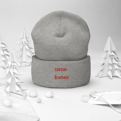 Santa Loves Teachers Cuffed Beanie - Image 18