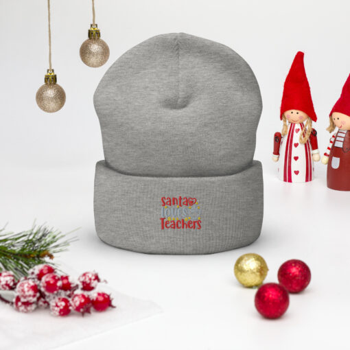 Santa Loves Teachers Cuffed Beanie - Image 17