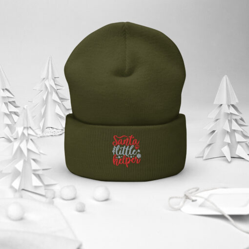 Santa's Little Helper Christmas Cuffed Beanie Hat - Image 14