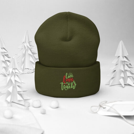 Live, Love Teach Cuffed Beanie - Image 4