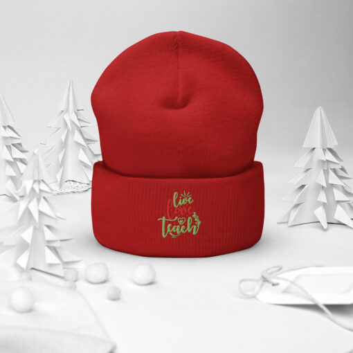 Live, Love Teach Cuffed Beanie - Image 2