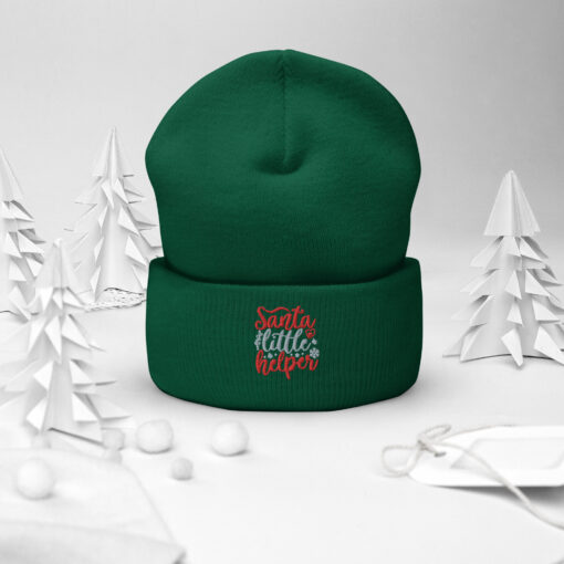 Santa's Little Helper Christmas Cuffed Beanie Hat - Image 16