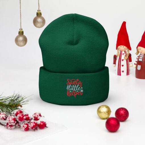 Santa's Little Helper Christmas Cuffed Beanie Hat - Image 15