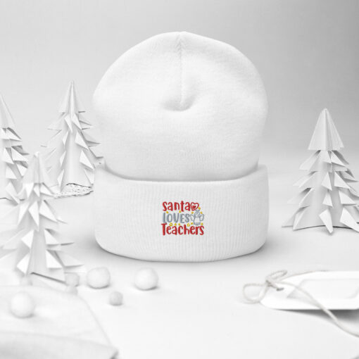 Santa Loves Teachers Cuffed Beanie - Image 24