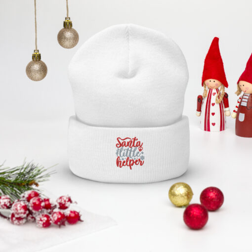 Santa's Little Helper Christmas Cuffed Beanie Hat - Image 23