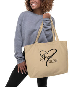 Jesus is Love Large Organic Tote Bag