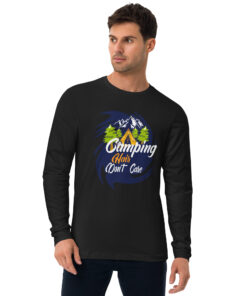 Camping Hair Don’t Care Men’s Long Sleeve Fitted Crew