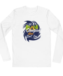 Camping Hair Don’t Care Men’s Long Sleeve Fitted Crew