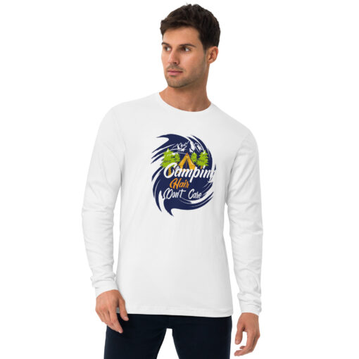 Camping Hair Don't Care Men's Long Sleeve Fitted Crew - Image 2