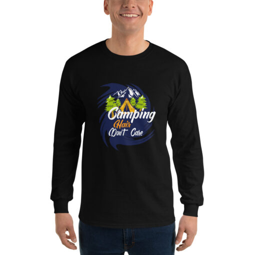 Camping Hair Don't Care Men’s Long Sleeve T-Shirt - Image 2