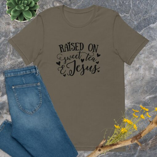 Raised on Sweet Tea and Jesus (Unisex) T-Shirt - Image 2