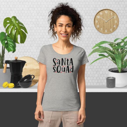 Santa Squad Women’s Round Neck Basic Organic T-Shirt - Image 2