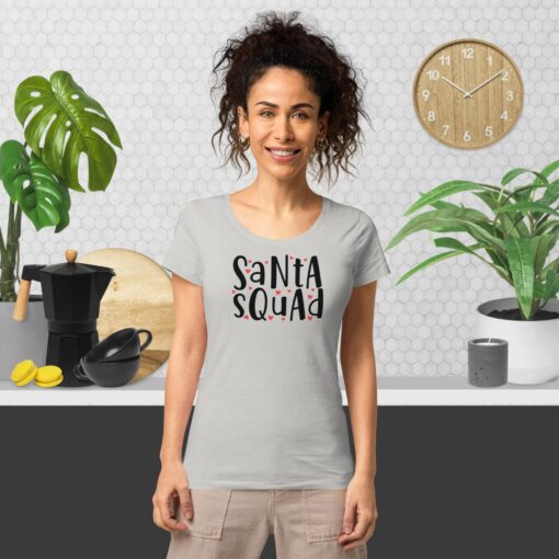 Santa Squad Women’s Round Neck Basic Organic T-Shirt - Image 3