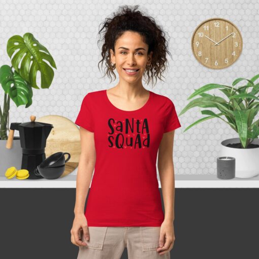 Santa Squad Women’s Round Neck Basic Organic T-Shirt - Image 4