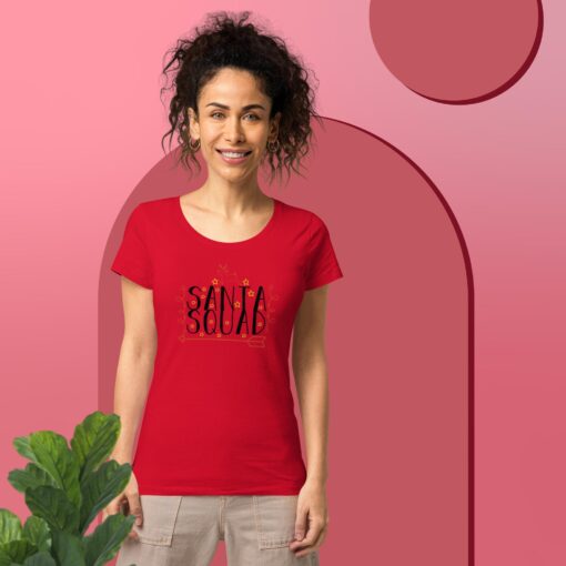 Santa Squad Women’s Round Neck Basic Organic Christmas T-Shirt - Image 4