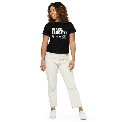 Black Educated and Sassy Women’s High-Waisted T-Shirt - Image 2