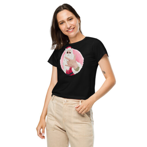 Rock Santa Christmas Women’s High-Waisted T-shirt - Image 2