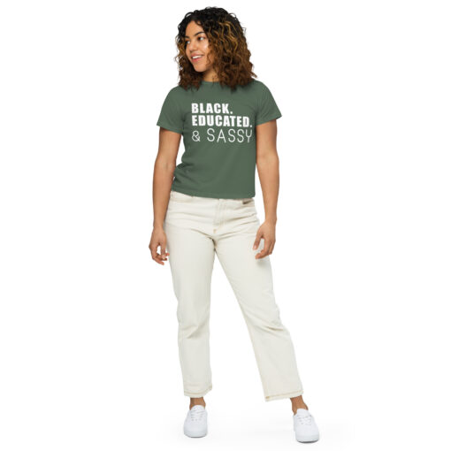 Black Educated and Sassy Women’s High-Waisted T-Shirt - Image 8