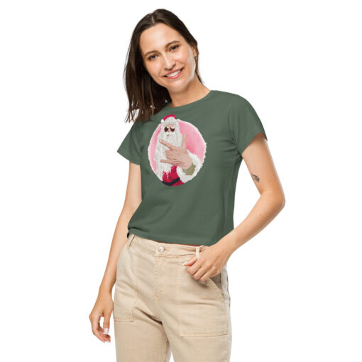 Rock Santa Christmas Women’s High-Waisted T-shirt - Image 7