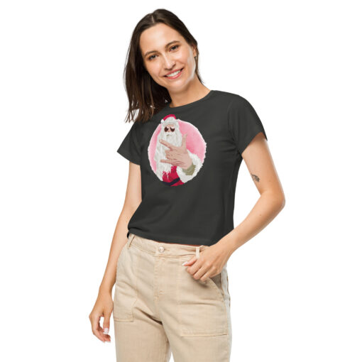 Rock Santa Christmas Women’s High-Waisted T-shirt - Image 4