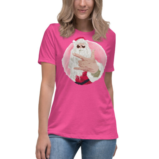 Rock Out Santa Christmas Women's Relaxed T-Shirt - Image 11