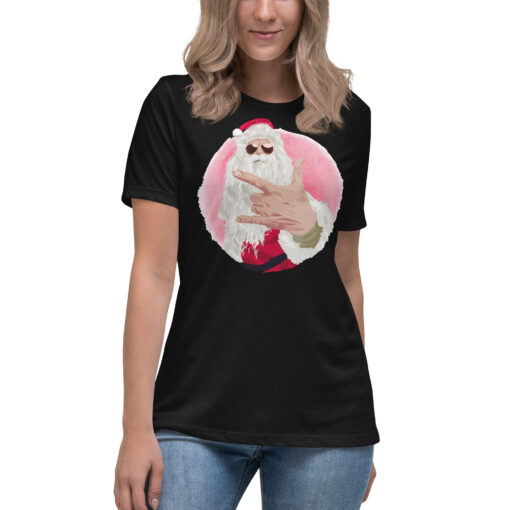 Rock Out Santa Christmas Women's Relaxed T-Shirt - Image 3