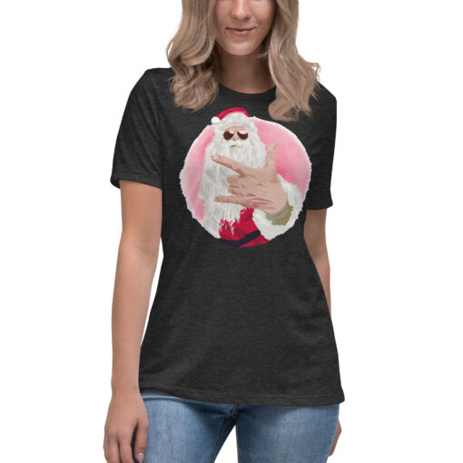 Rock Out Santa Christmas Women's Relaxed T-Shirt - Image 5