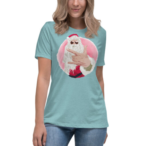 Rock Out Santa Christmas Women's Relaxed T-Shirt - Image 19