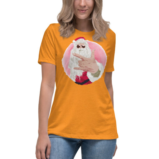 Rock Out Santa Christmas Women's Relaxed T-Shirt - Image 17