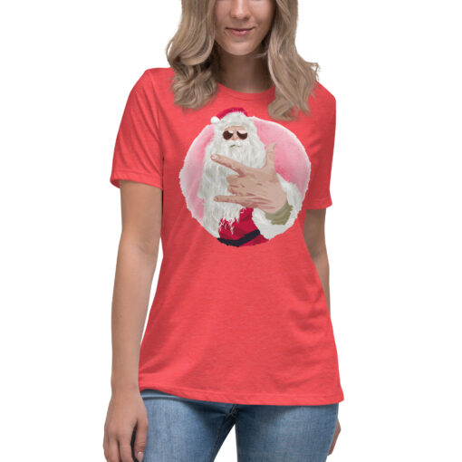 Rock Out Santa Christmas Women's Relaxed T-Shirt - Image 9