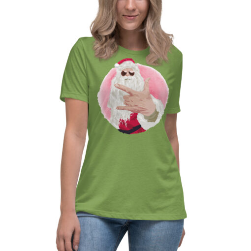 Rock Out Santa Christmas Women's Relaxed T-Shirt - Image 15