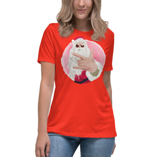 Rock Out Santa Christmas Women's Relaxed T-Shirt - Image 7