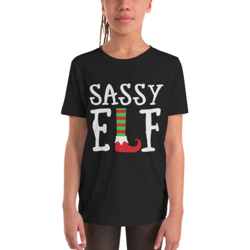 Teen Girl's Sassy Elf Youth Short Sleeve T-Shirt - Image 2