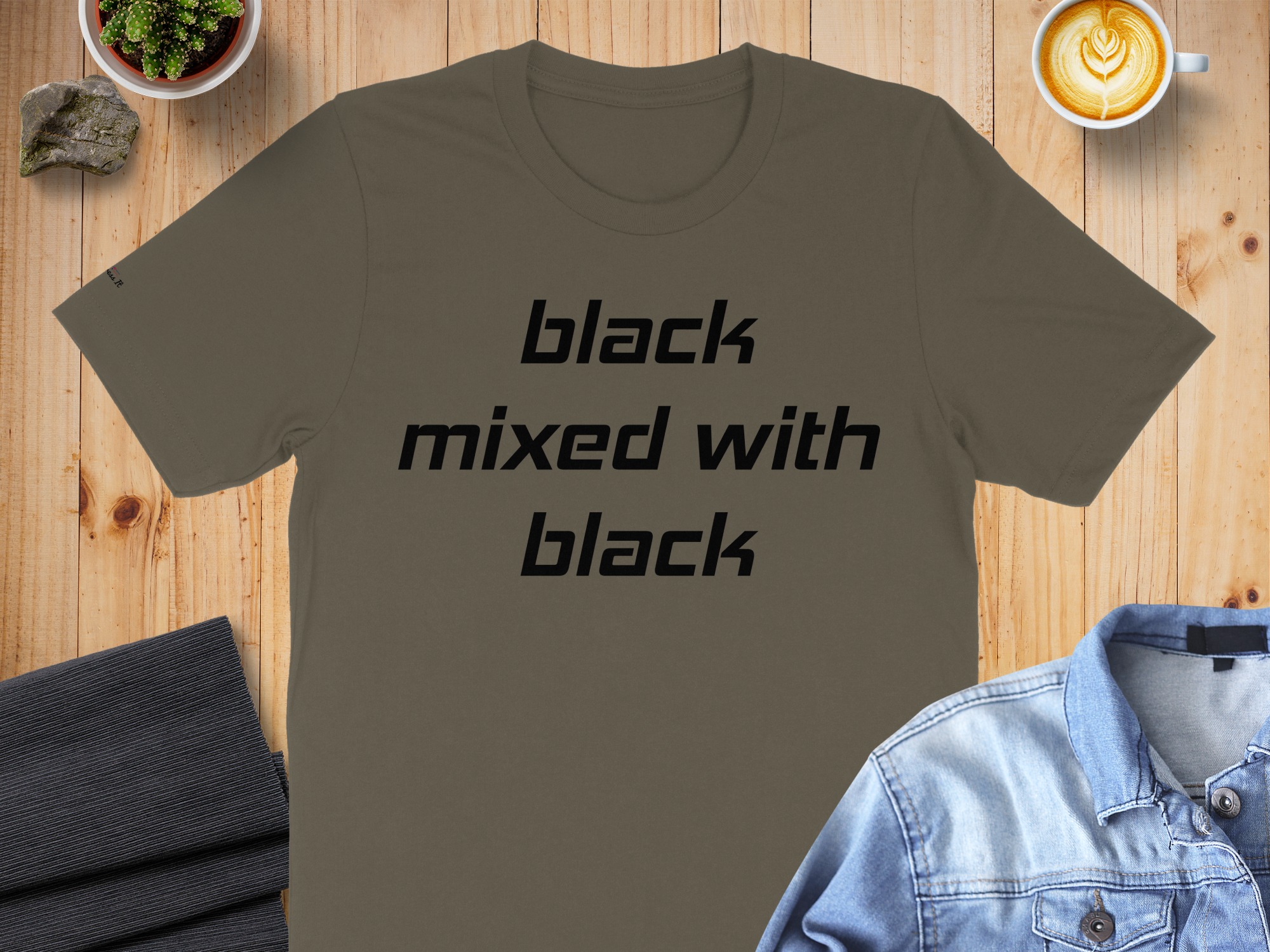 Black Mixed with Black Bold Graphic T-Shirt - Image 4