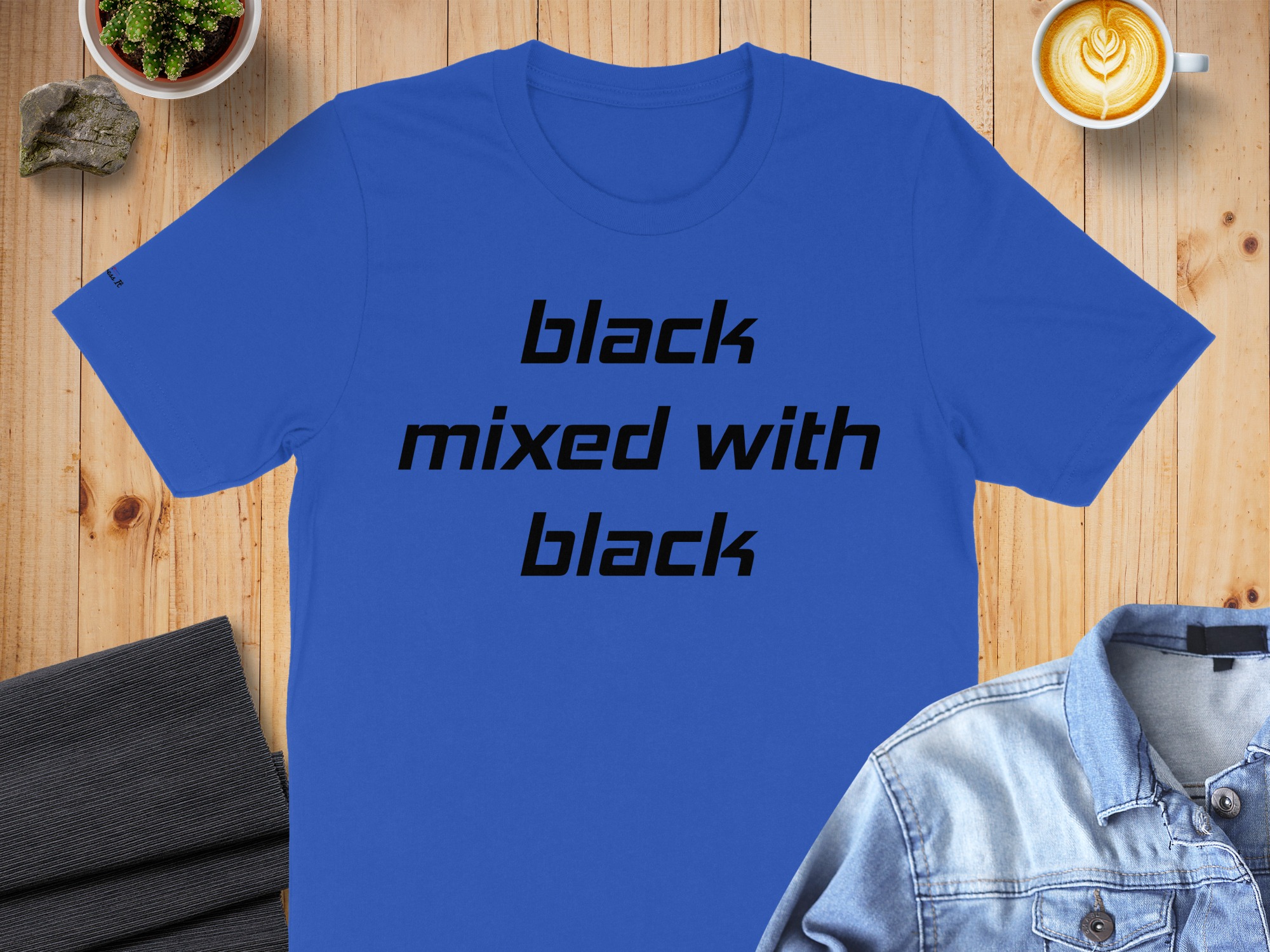 Black Mixed with Black Bold Graphic T-Shirt - Image 7