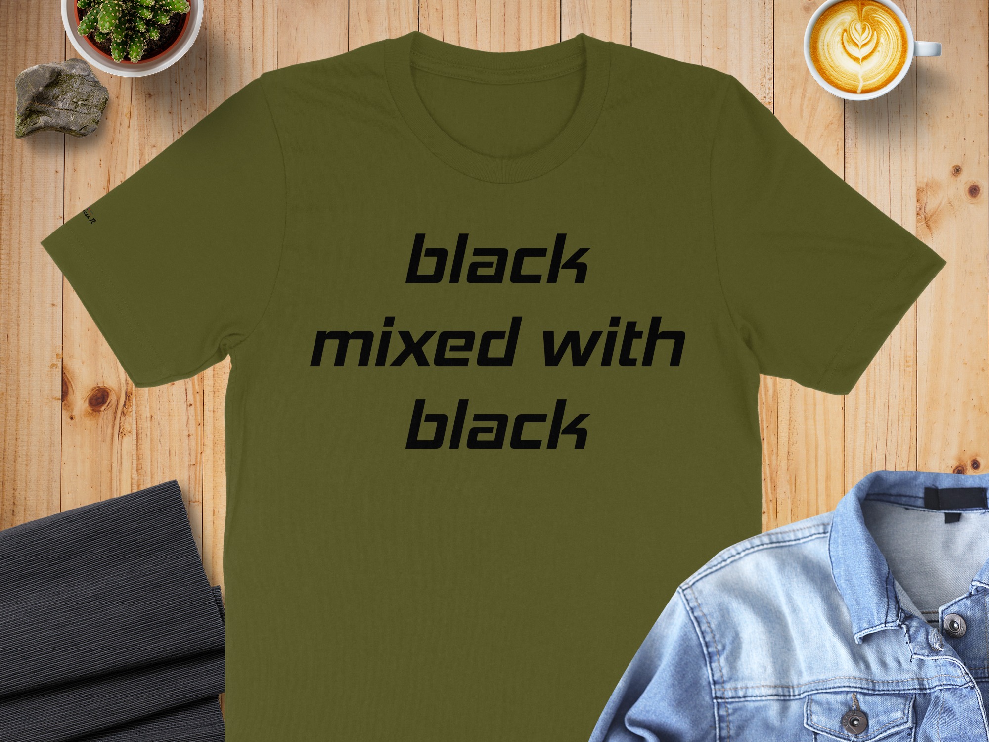 Black Mixed with Black Bold Graphic T-Shirt - Image 3