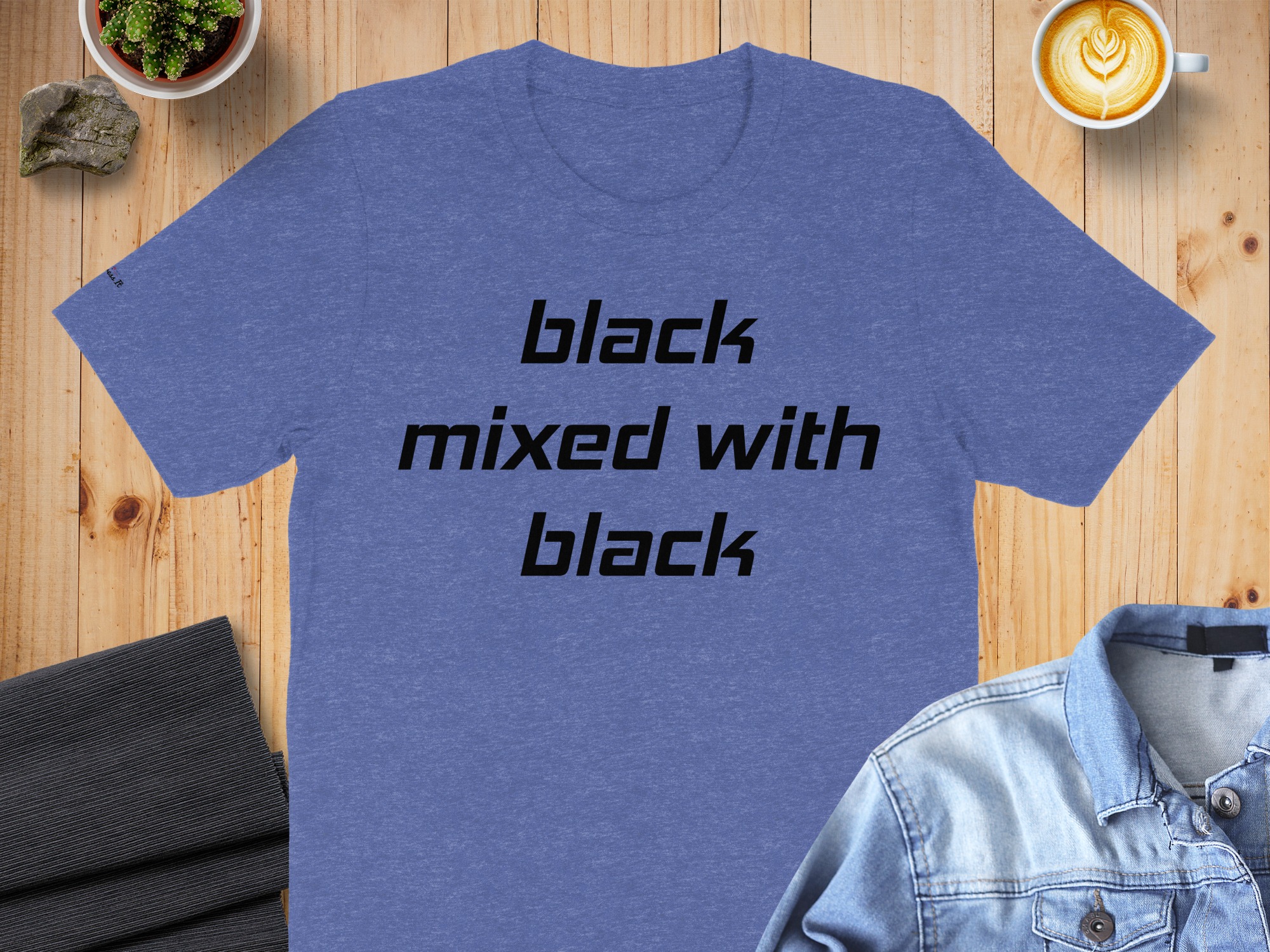 Black Mixed with Black Bold Graphic T-Shirt - Image 9