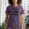 Black Mixed with Black Bold Graphic T-Shirt