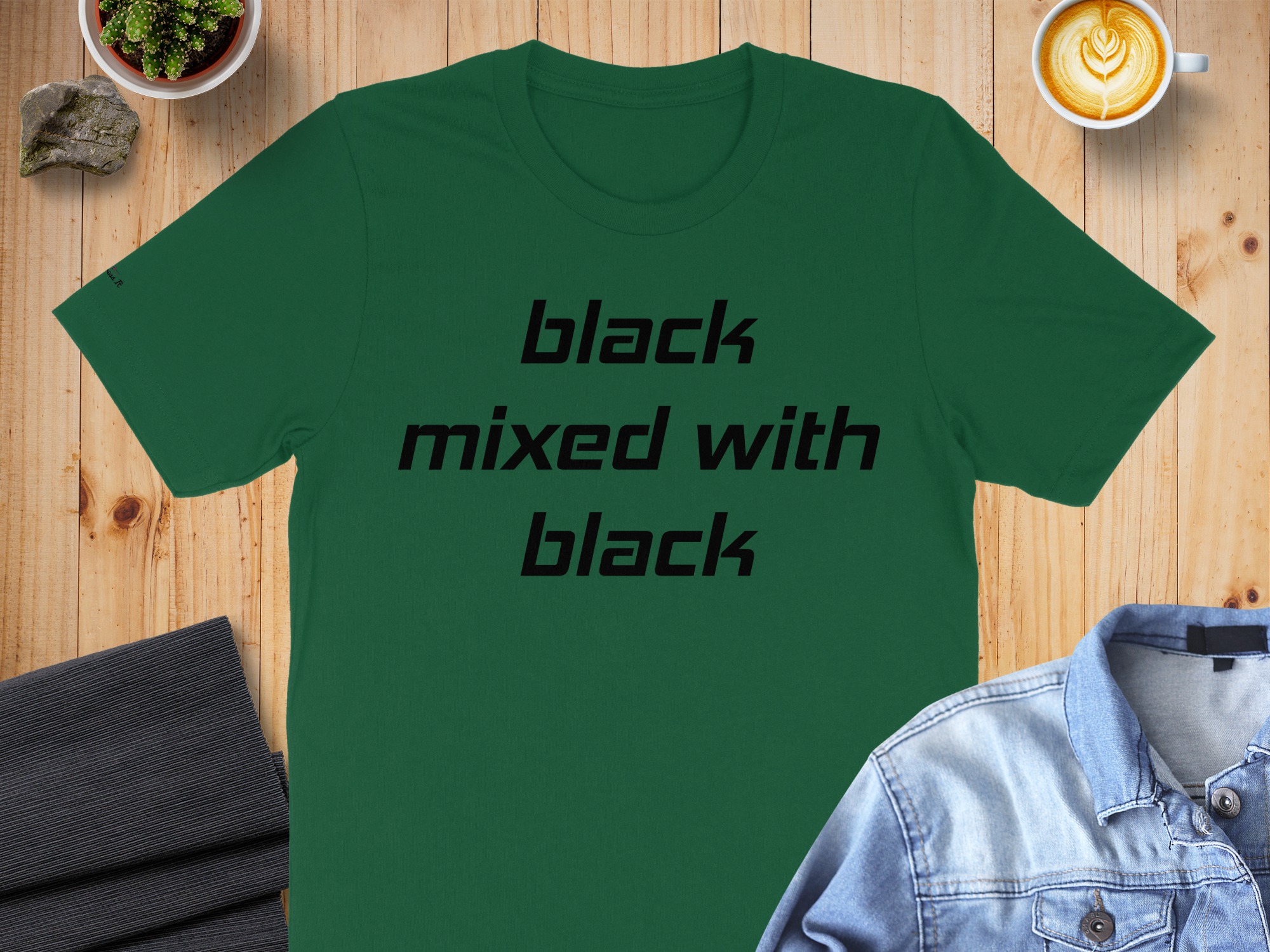 Black Mixed with Black Bold Graphic T-Shirt - Image 2