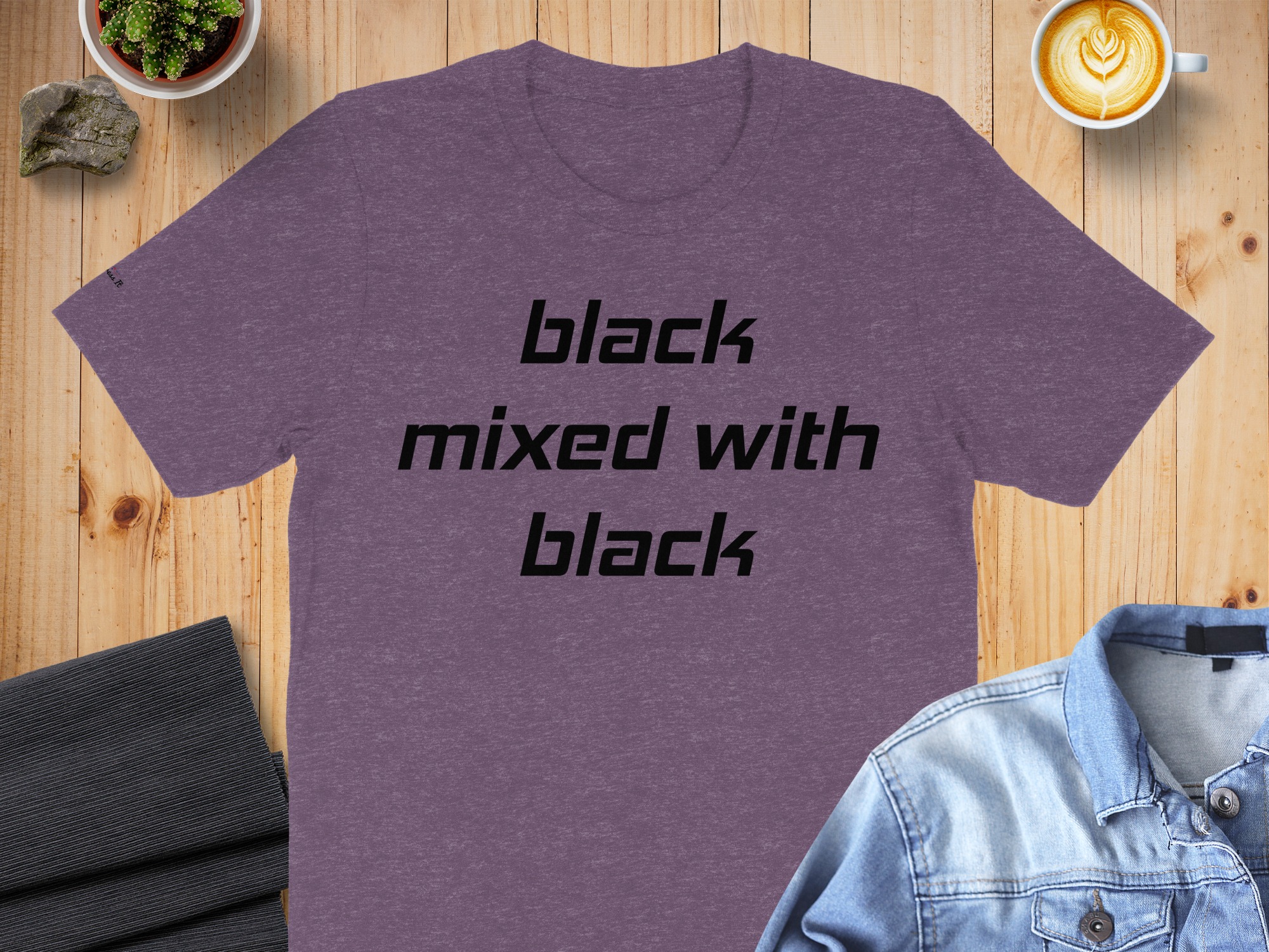 Black Mixed with Black Bold Graphic T-Shirt - Image 6