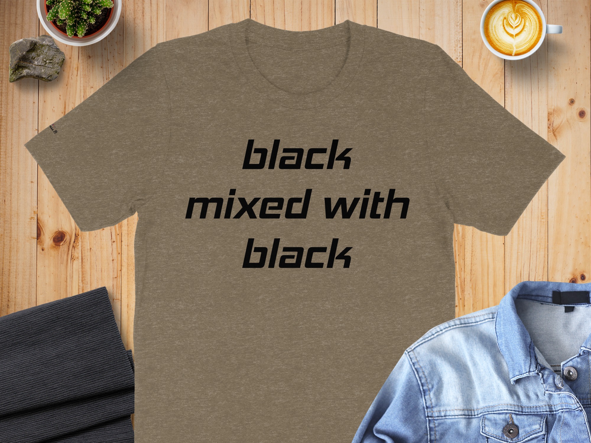 Black Mixed with Black Bold Graphic T-Shirt - Image 10