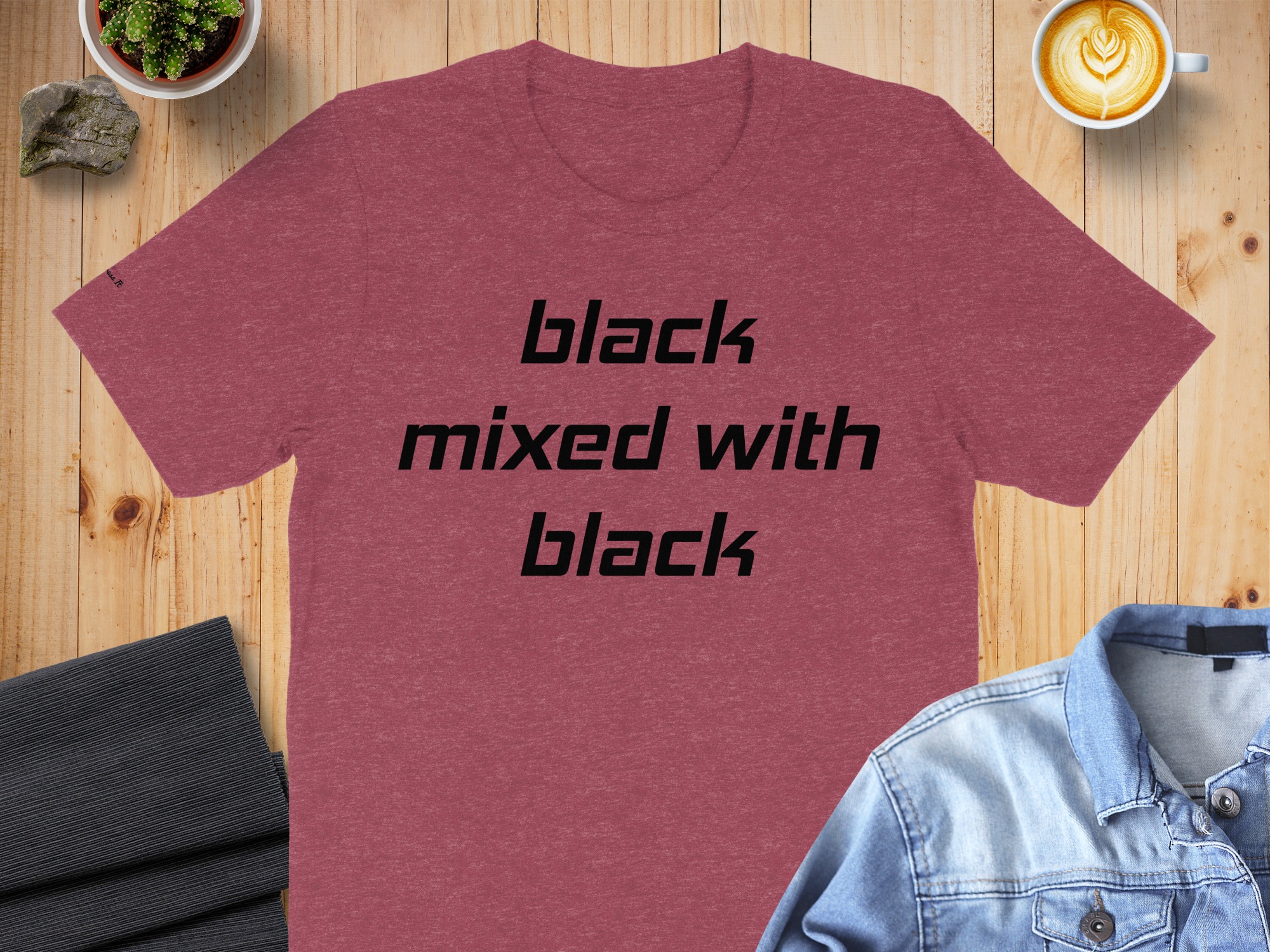 Black Mixed with Black Bold Graphic T-Shirt - Image 8