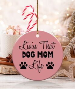 Alternative view of Livin That Dog Mom Life Paw Print Black Design Ornament