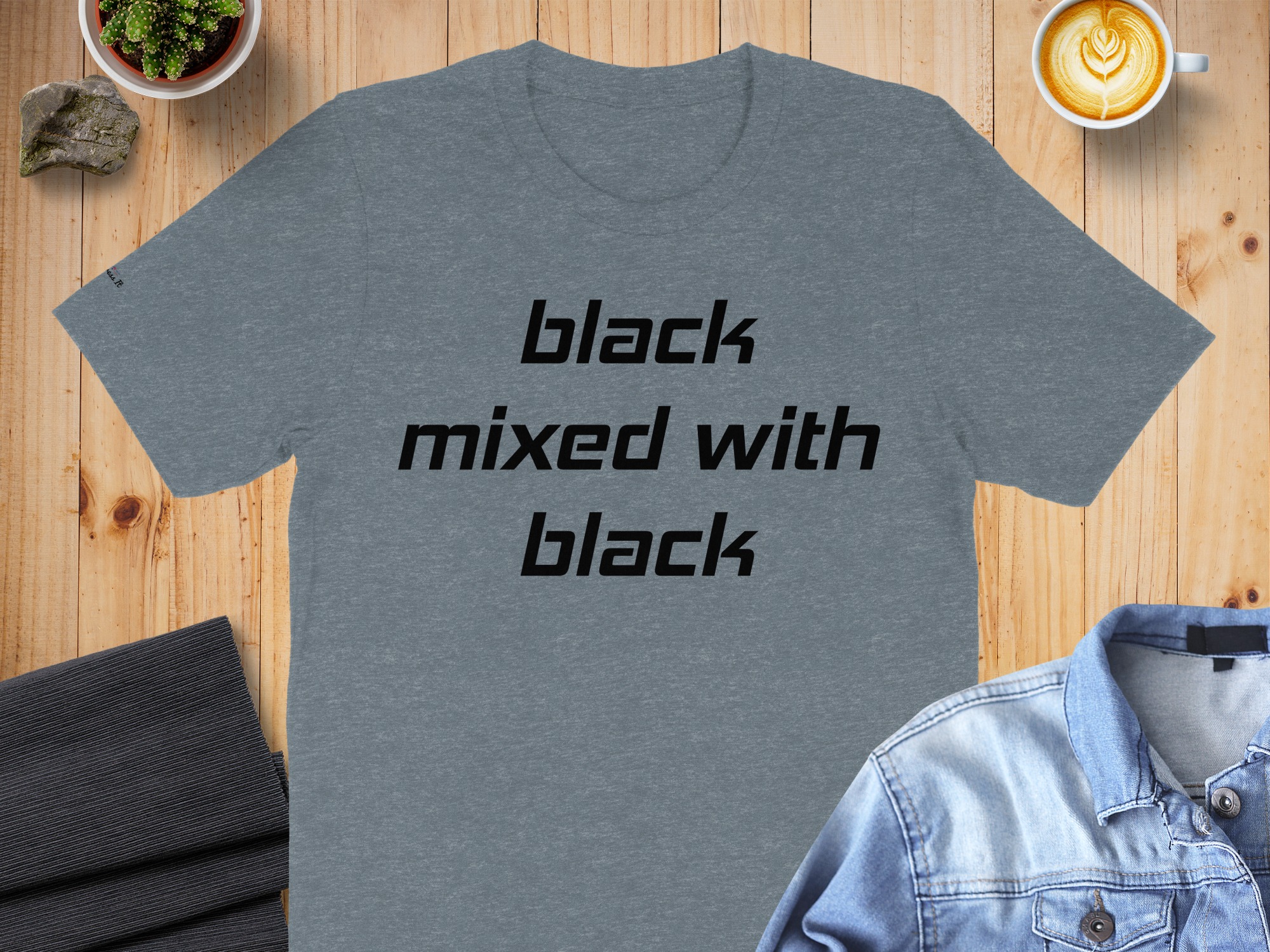 Black Mixed with Black Bold Graphic T-Shirt - Image 11